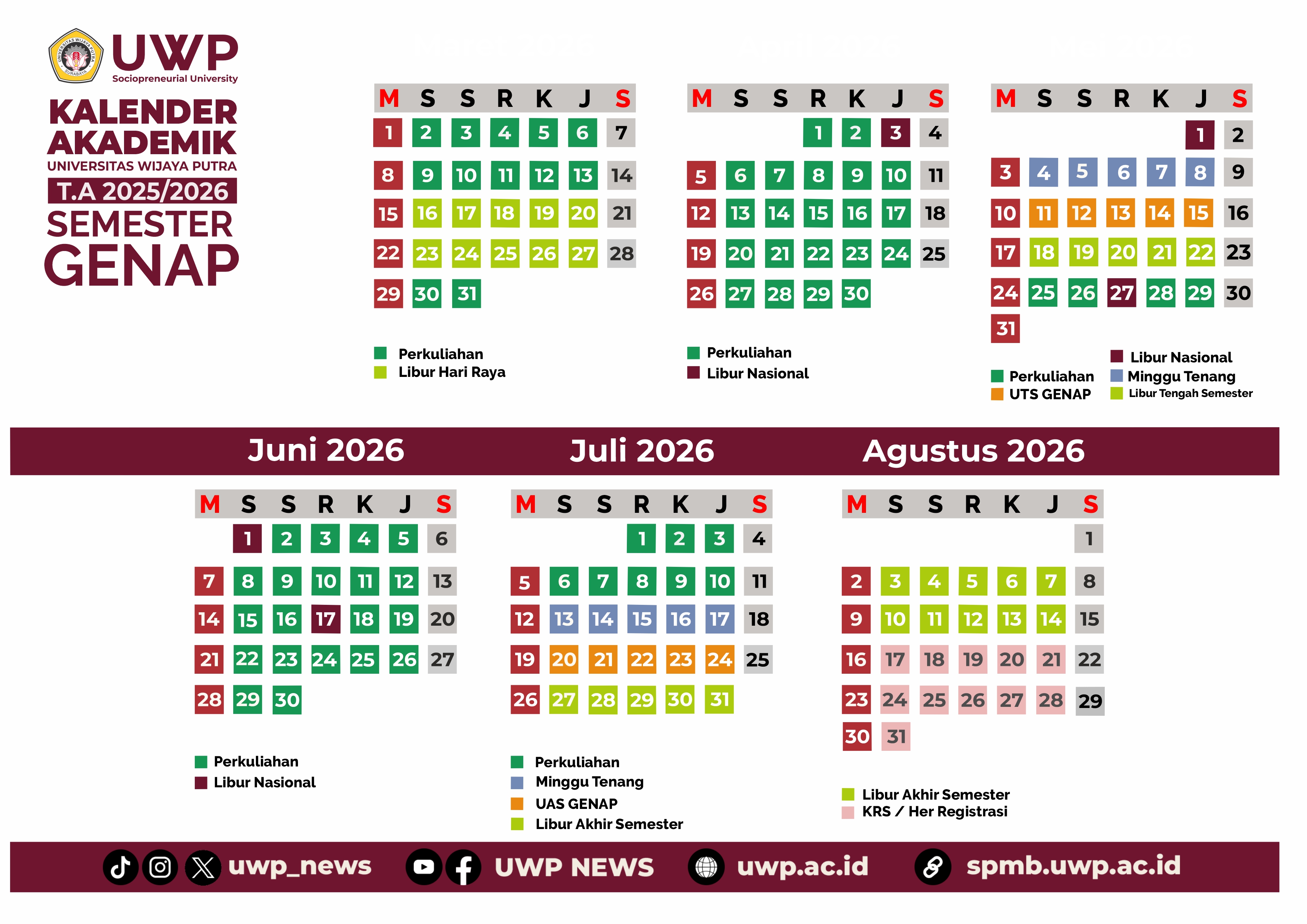 Academic Calendar 2025-2026 (Even Semester)